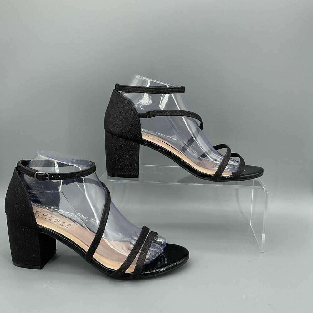 NEW Journee Collections Women’s Bella Sandals Black Glitter Size 8